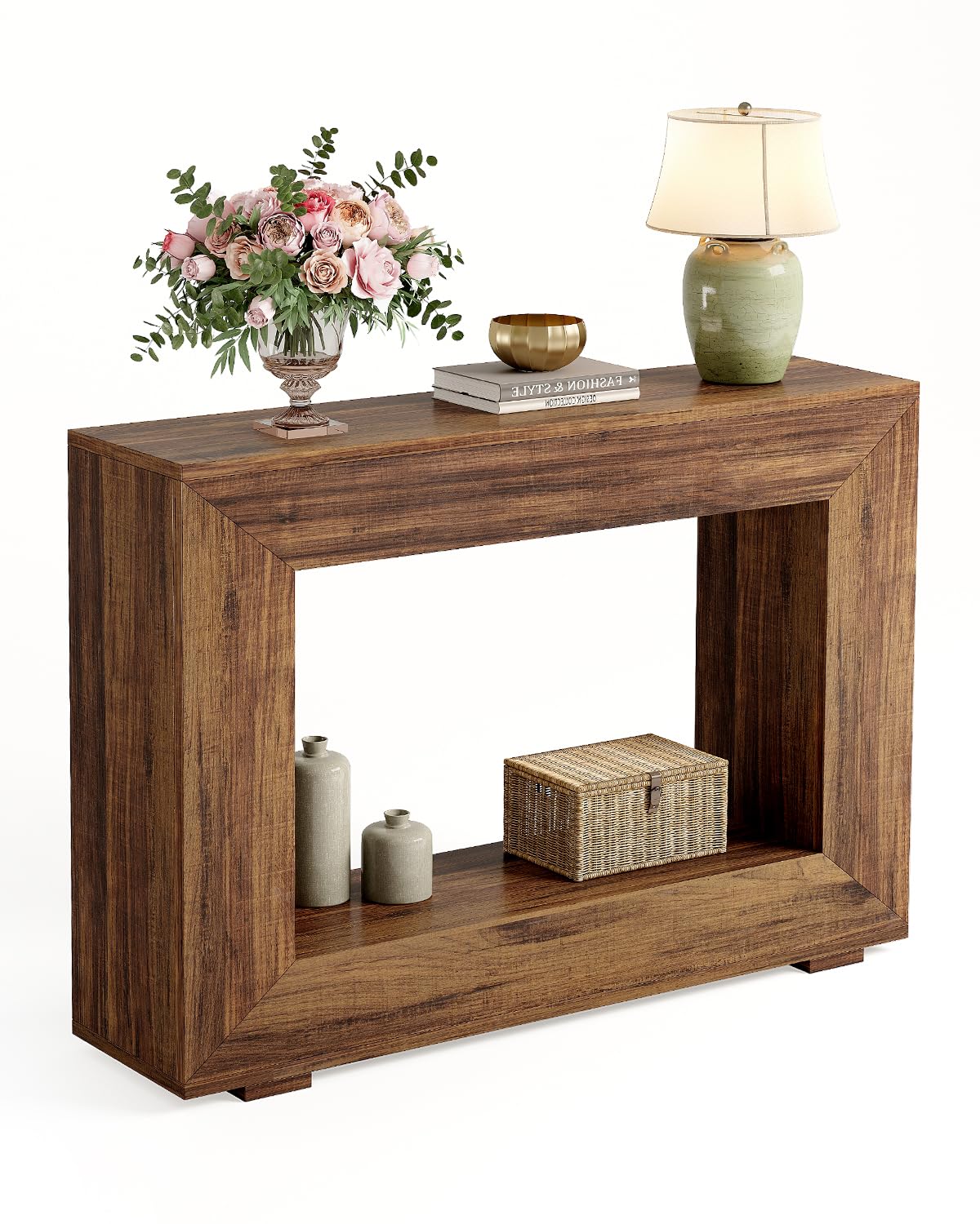 LITTLE TREE 47 Inches Console Table, Sofa Table with Storage, Modern Entryway Furniture for Hallway, Narrow Long Sofa Entryway Table for Living Room