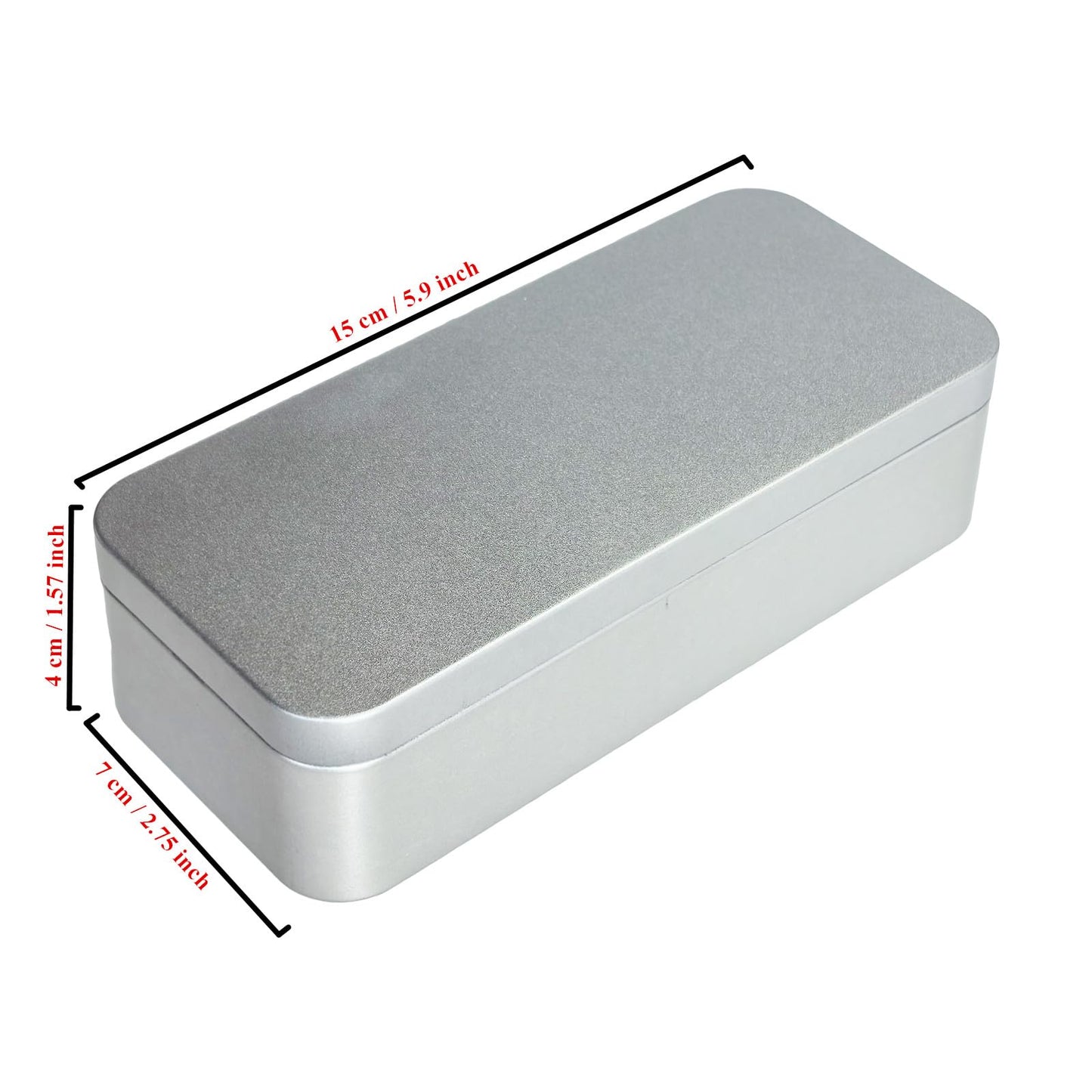 Thintinick 7 Pieces Rectangular Metal Empty Tins, Silver, 15x7x4cm