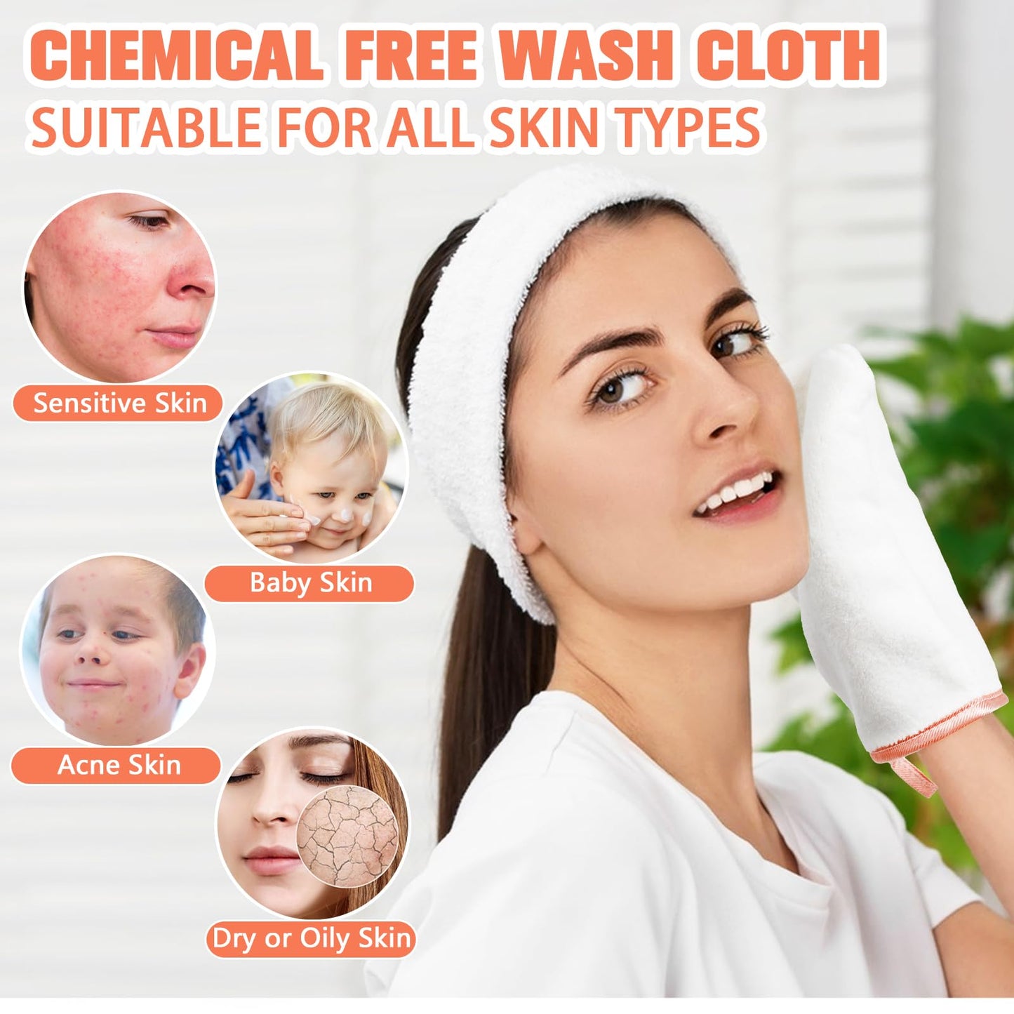 PHOGARY Microfiber Face Cloths for Washing Face, Soft Absorbent Wash Mitts, Coral Fleece Facial Body Wash Cloths, Adult European Bath Mitt