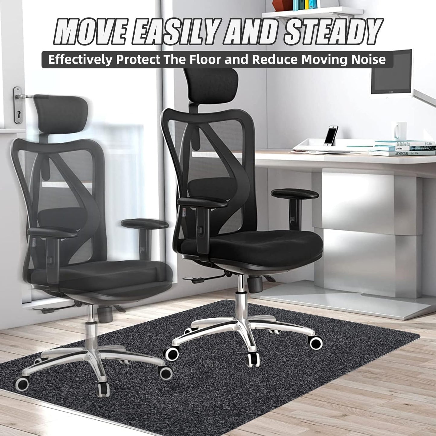 Office Chair Mat for Hardwood Floor,120x90cm Rectangular Desk Chair Floor Protector Mat Rug for Gaming Rolling Chair