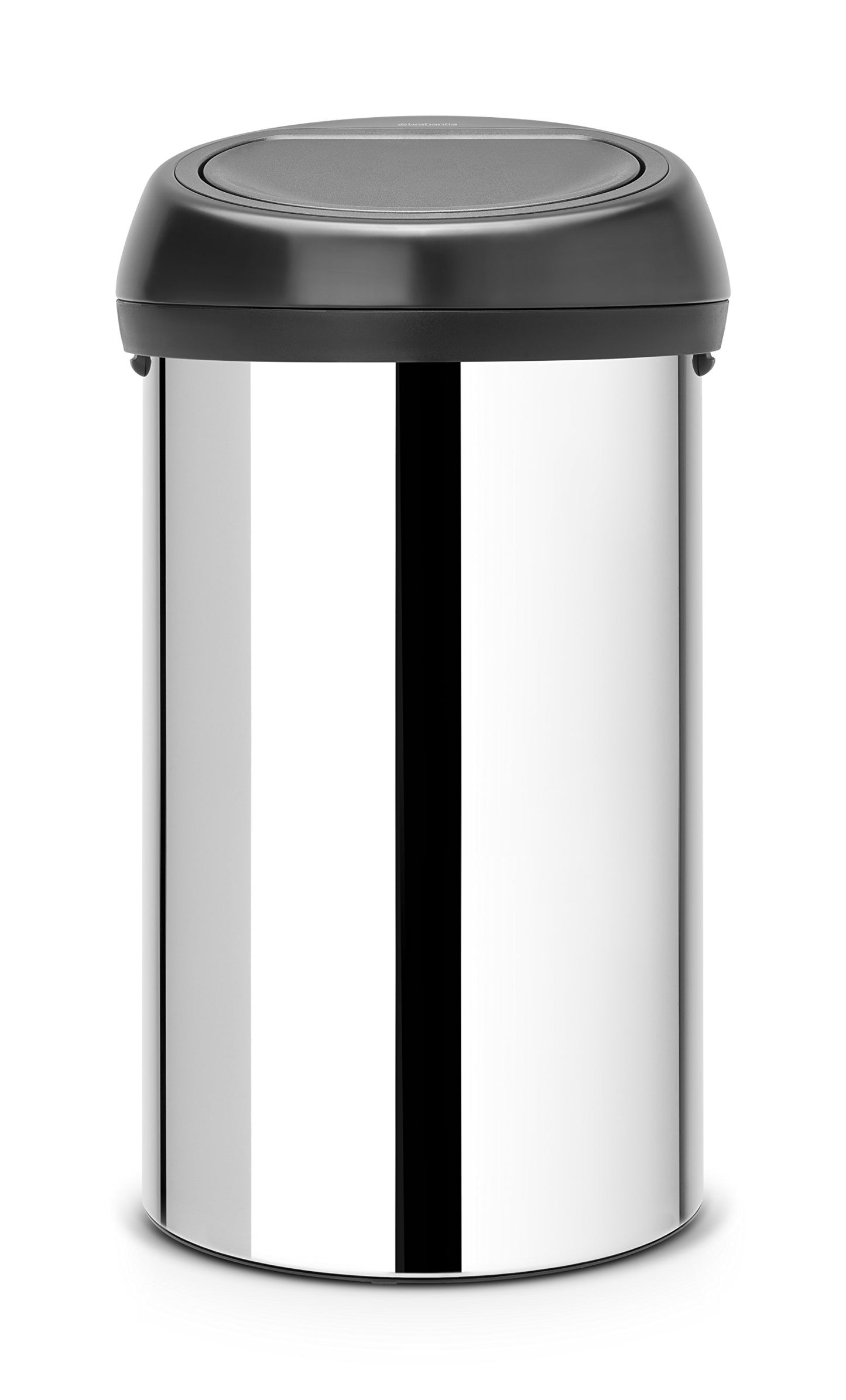Brabantia Touch Bin, Brilliant Steel/Matt Black Lid, 60L