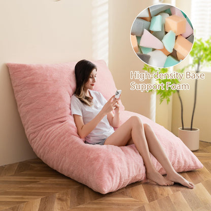 MAXYOYO Giant Bean Bag Bed - Square Bean Bag Chair - Large Sofa with Plush Cover and Fluffy Filling Included for Adult, Couples, Guest Pink, King