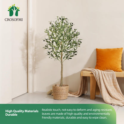 CROSOFMI Artificial Olive Tree 120cm Big tall Fake Plants, Artificial Olive Silk Plants Indoors in Pots, Faux Tropical large artificial plant suitable