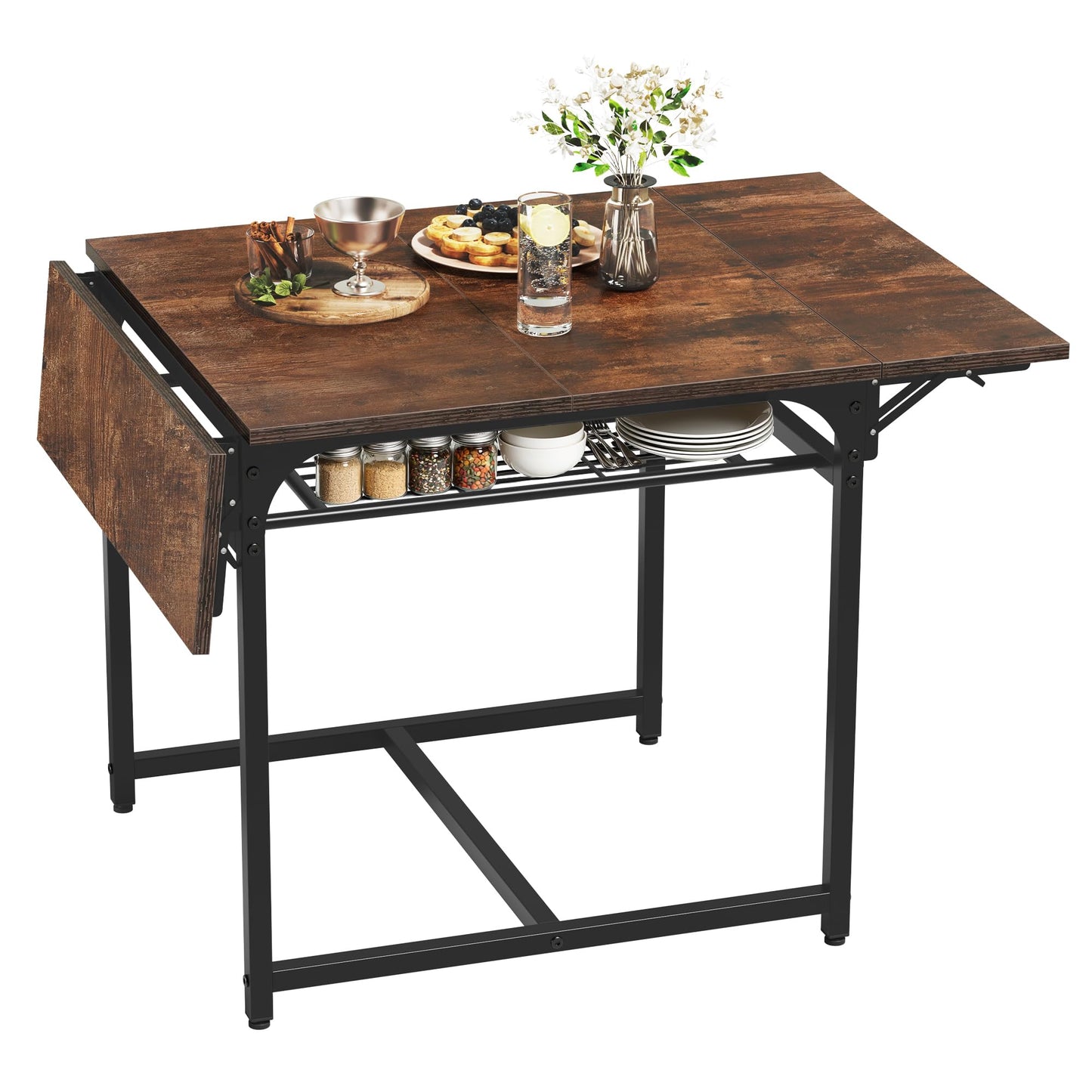 YITAHOME Folding Dining Table, Drop Leaf Table, Black