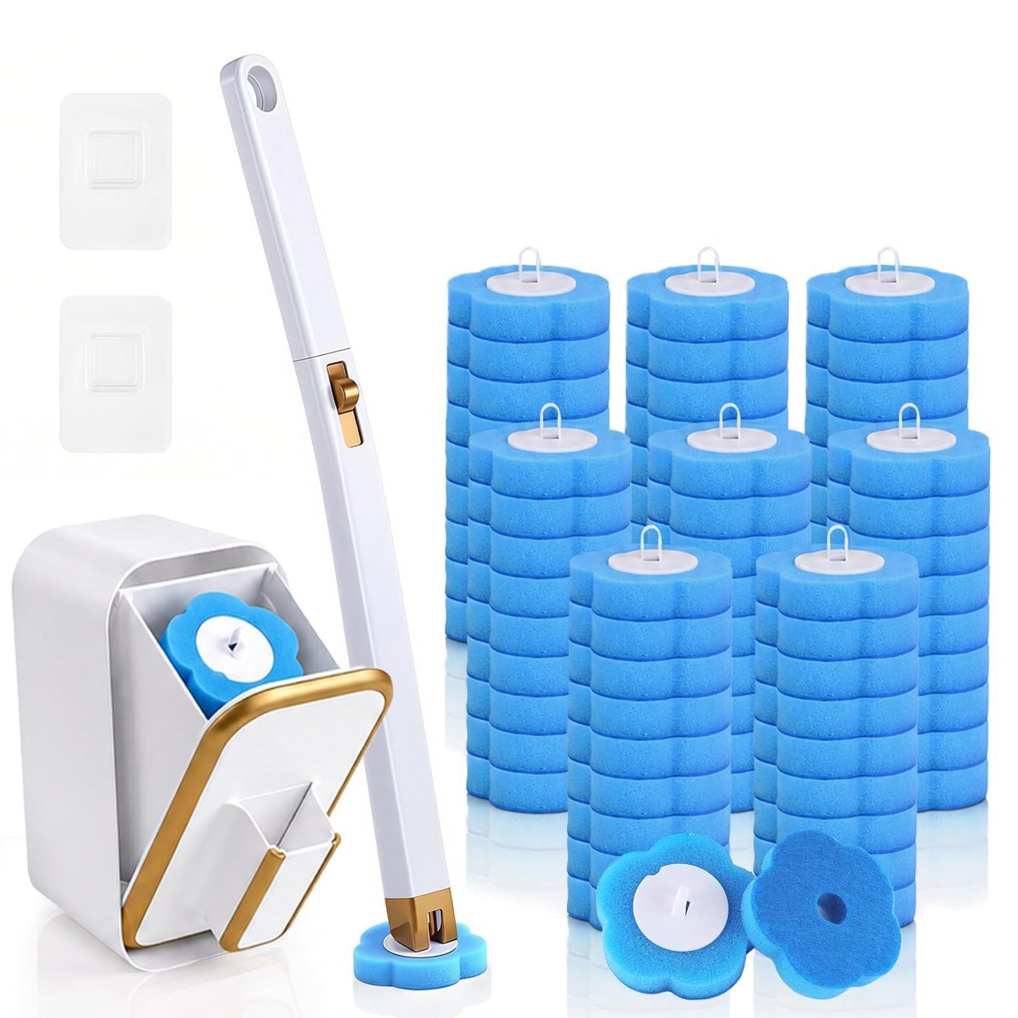 Disposable Toilet Brush, Toilet Wand Kit with 80 Refills and Storage Box