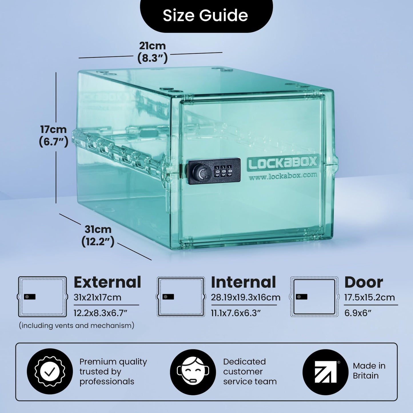 Lockabox One Light Medi Green | Premium Lockable Storage Box | 10 Litre Combination Lock Box For Food, Medicine & Home Safety | BPA-Safe