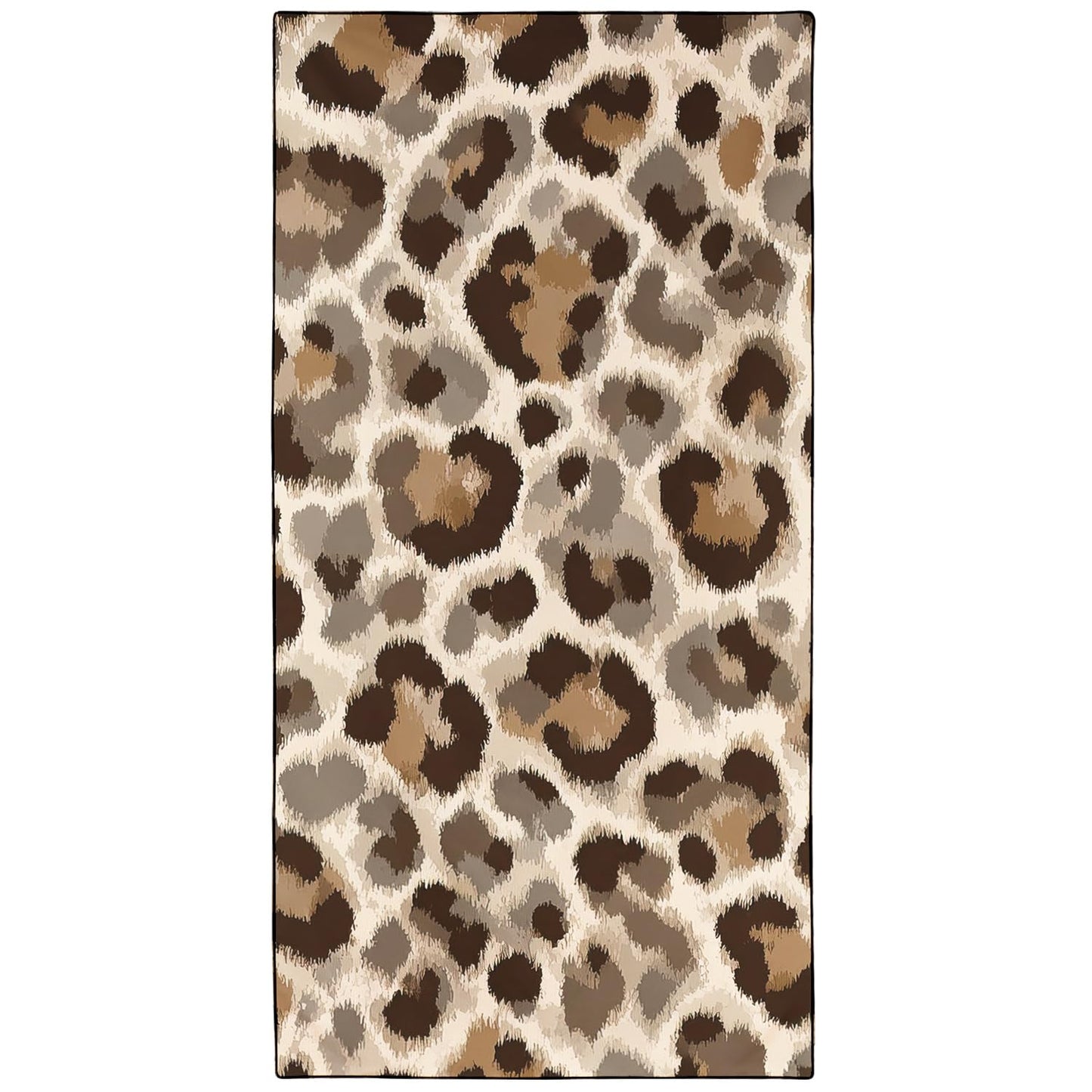 Violetpos Neutral Leopard Print Beach Towel, Extra Large 180x90 cm 250GSM Microfibre, Sand Free Quick Dry