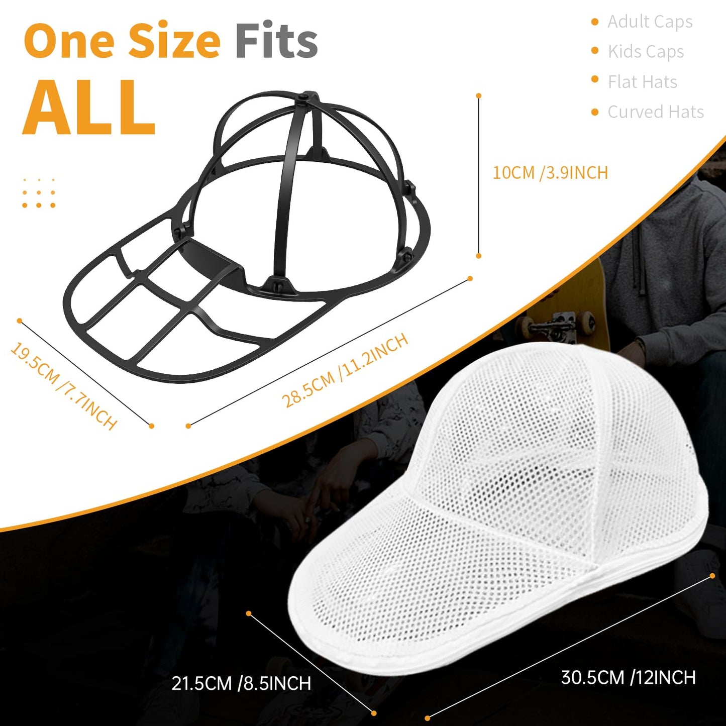 QIMATOP Baseball Cap Washing Cage, Collapsible Hat Washing Cage - Baseball Cap Cleaner for Washing Machine & Dishwasher – Ball Cap Holder