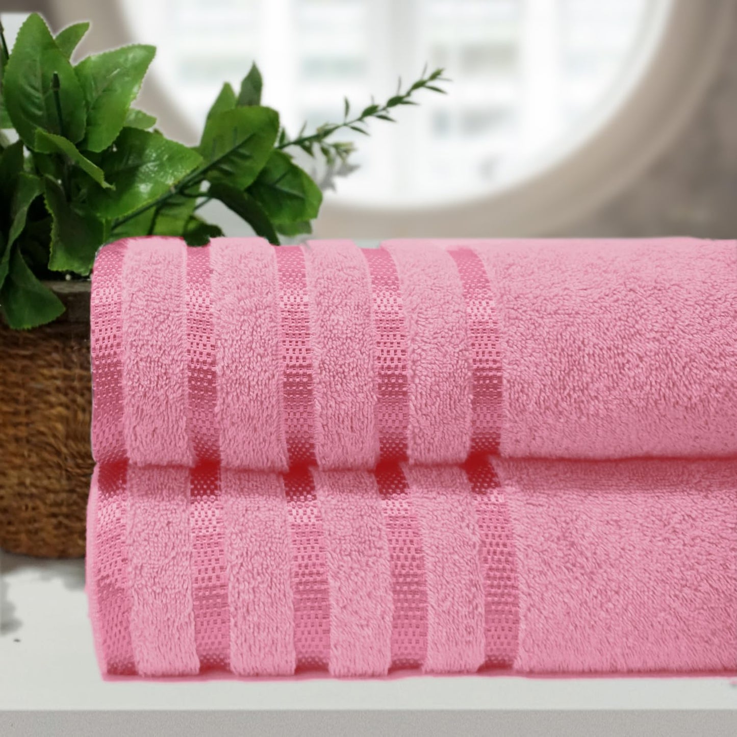 Casabella Deluxe 2 Piece Jumbo Bath sheet 90x180 cm 100% Cotton Extra Large Bath Towels Highly Absorbent Pink Bath sheets Towels
