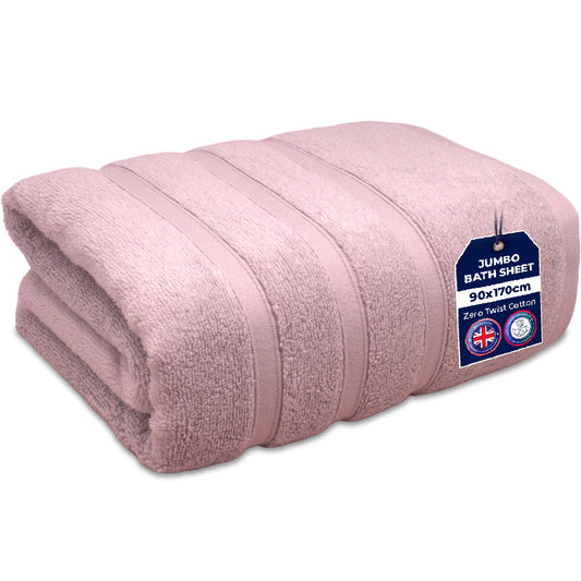 Towelogy Jumbo Bath Sheet 90x170cm 100% Egyptian Cotton Zero Twist Fast Drying Hotel Quality XL Bath Towels | Oeko-Tex Certified (1, Blush Pink)