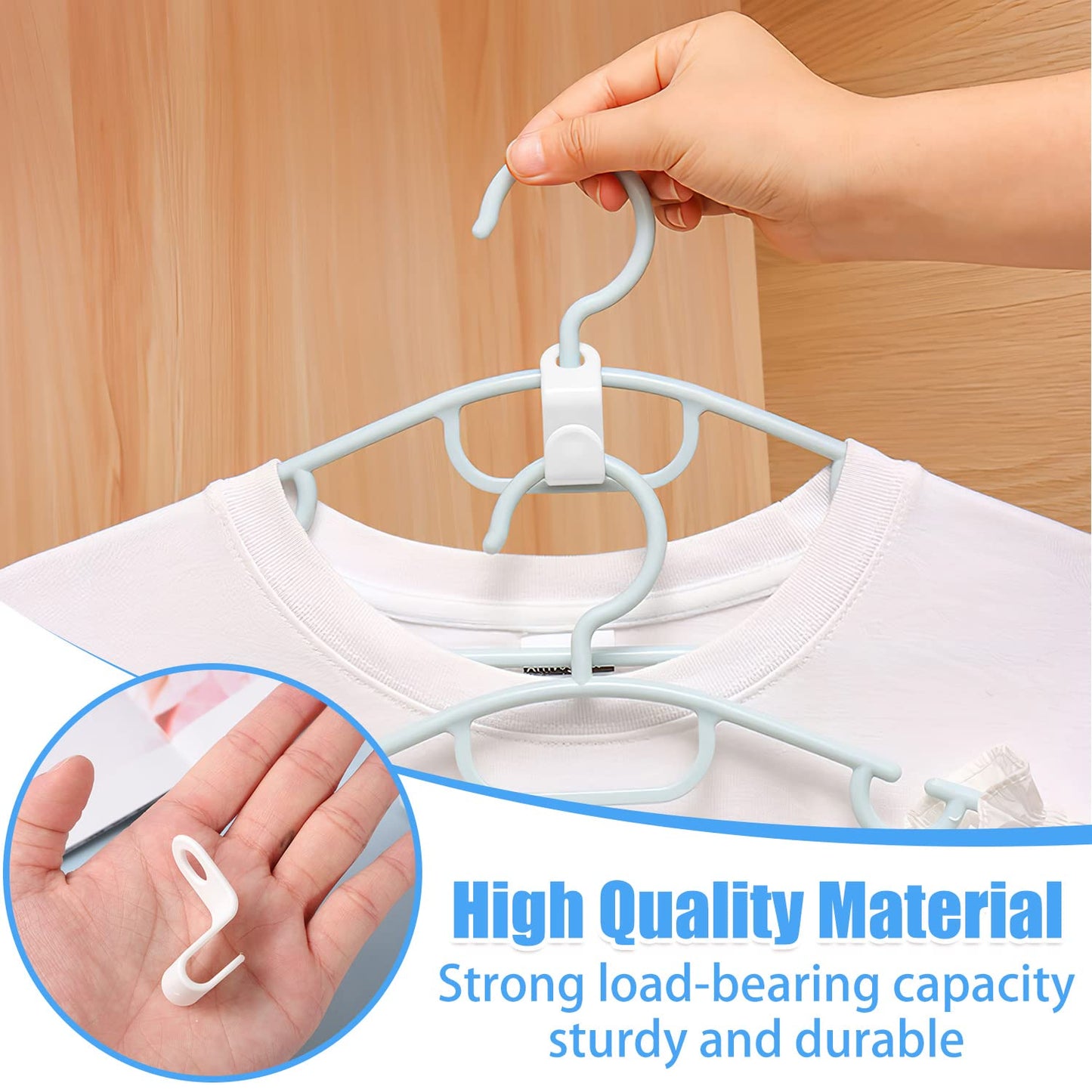 50 Pack Clothe Hanger Connector Hooks, Multi-Layer Stackable Hanger, White
