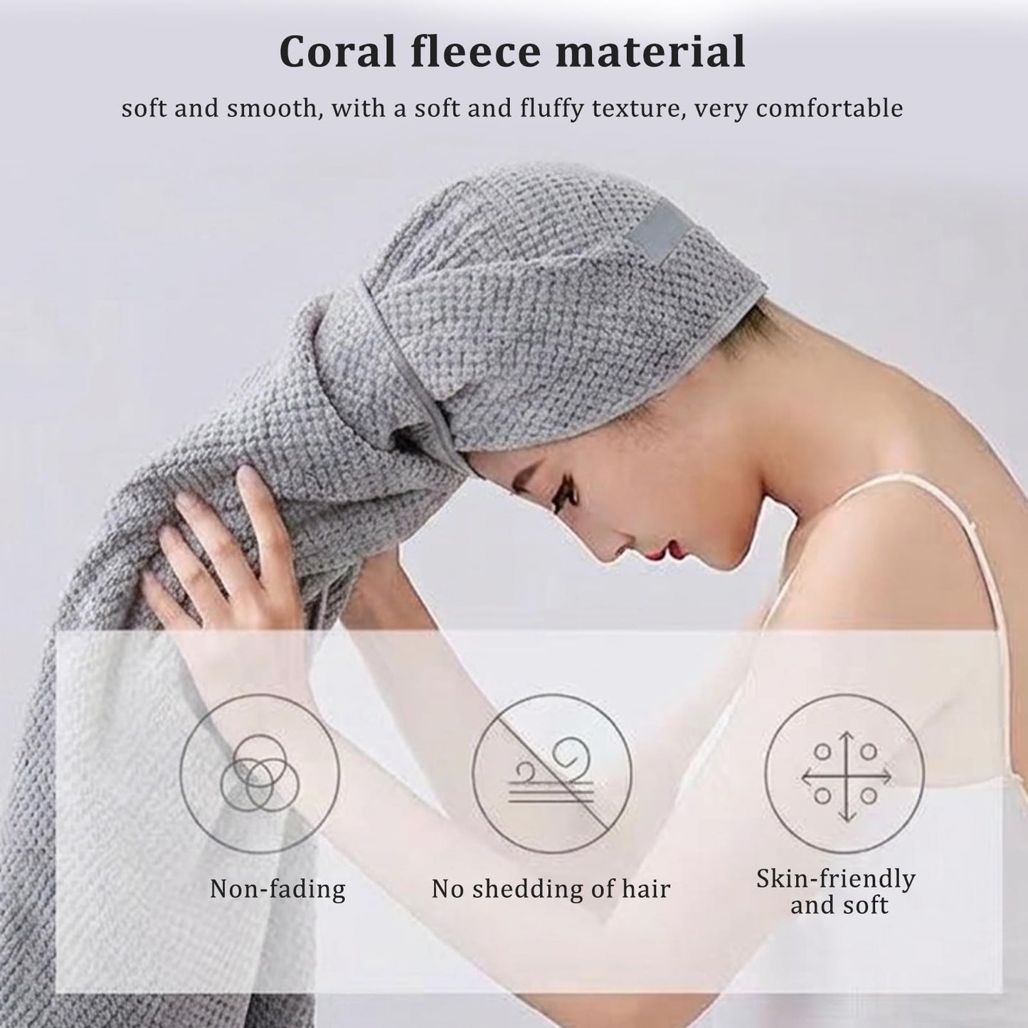 2 Pack Microfiber Hair Drying Towels, 100 x 60cm, Super Absorbent, Super Soft, Fast Drying Turbans Microfiber Hair Towel Wrap for Long, Thick