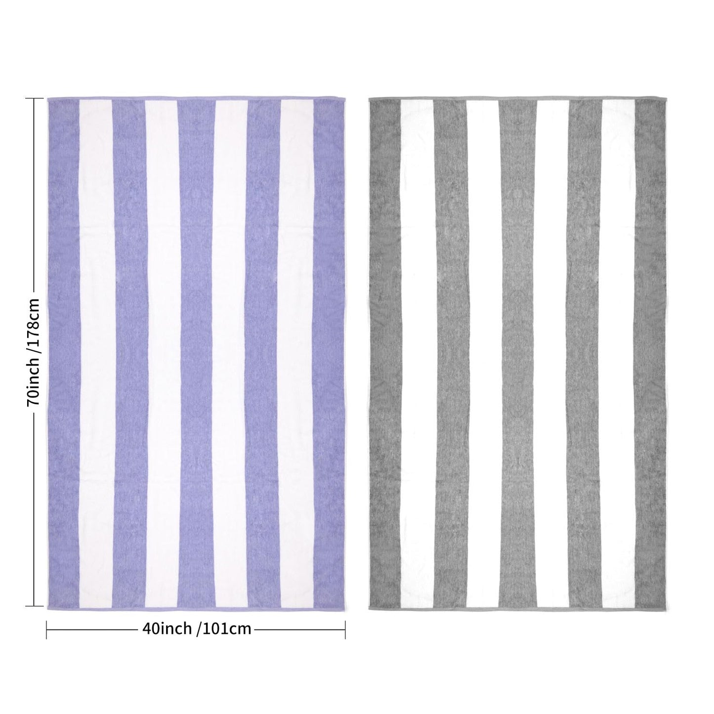CLOWOOD Surfwaii Plush Oversized Beach Towel - Bamboo Cotton 40 x 72 Inch Large Thick Blue Striped Cabana Pool Swimming Towel