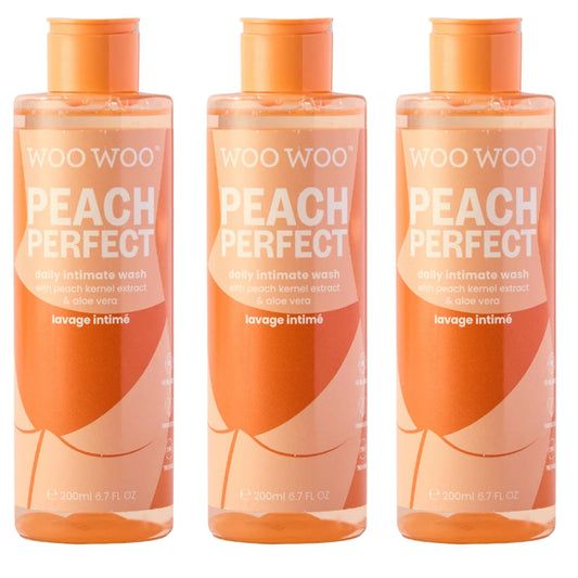 WooWoo Peach Perfect PH-Balanced Body and Intimate Wash, Gentle Daily Body Wash with Aloe Vera & Peach Kernel Extract - 200ml (Pack of 3)