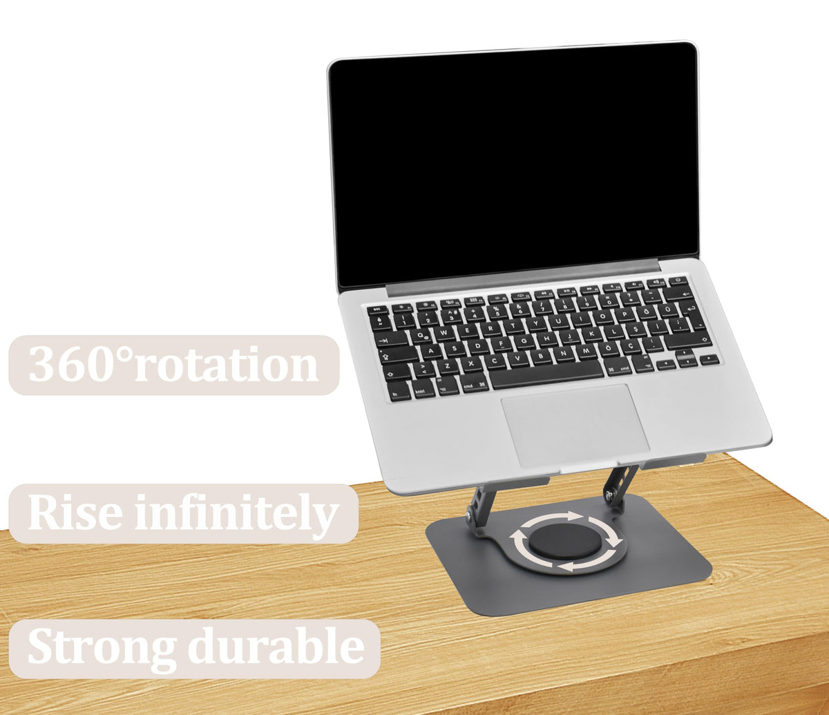 Fit4Less Laptop Stand Ergonomic Design, Adjustable Angel and Height, Foldable fits for laptops, notebooks up to 17.3 Inch Grey