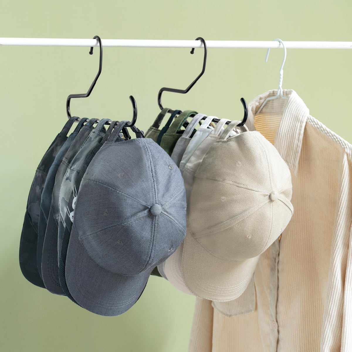 Mkono Hat Organizer for Baseball Caps Metal Hat Rack for Closet Set of 2 Baseball Cap Holder Hat Storage Organizer Holds up to 20 Caps,Black 2