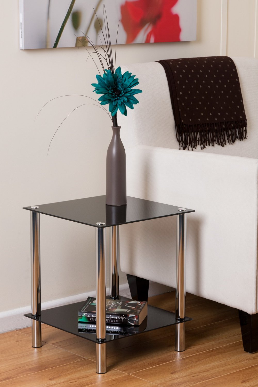 ASPECT Matrix 2-TierBlack Glass Shelving Rack/Side End table
