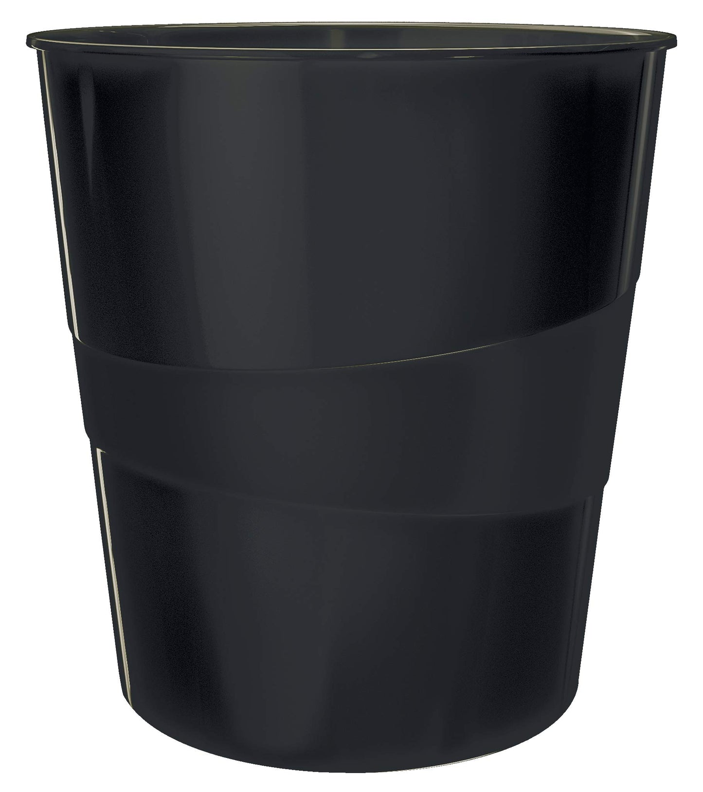 Leitz WOW 52781095 Waste Paper Bin, 15 Litres, Plastic, Black, Pack of 6