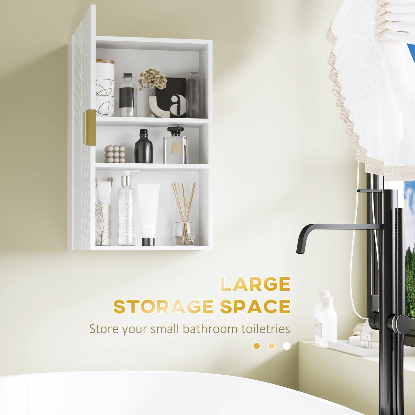 kleankin Bathroom Wall Cabinet with Adjustable Shelves for Hallway, White