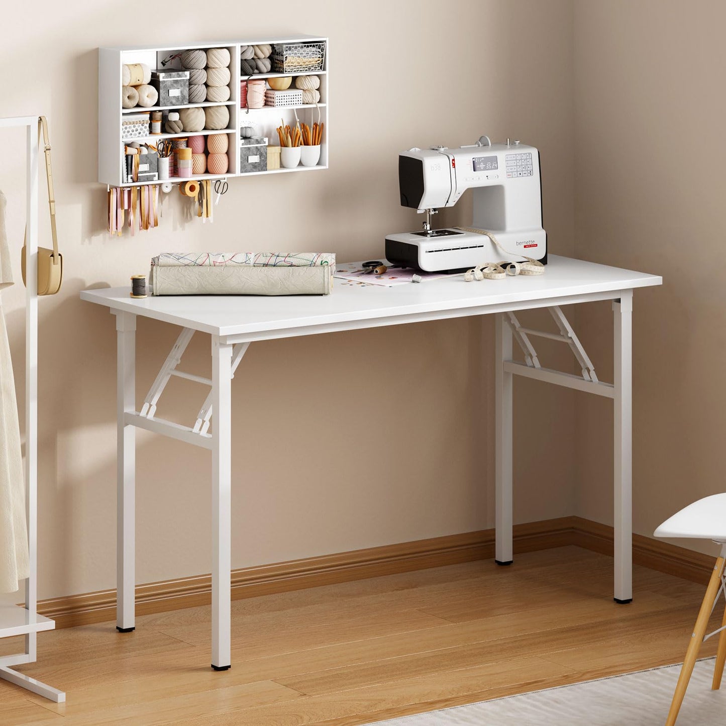 sogesfurniture Folding Table Office Study Writing Desk Computer PC Laptop Table Workstation Dining Gaming Table, No Install Needed, 100x60x75cm
