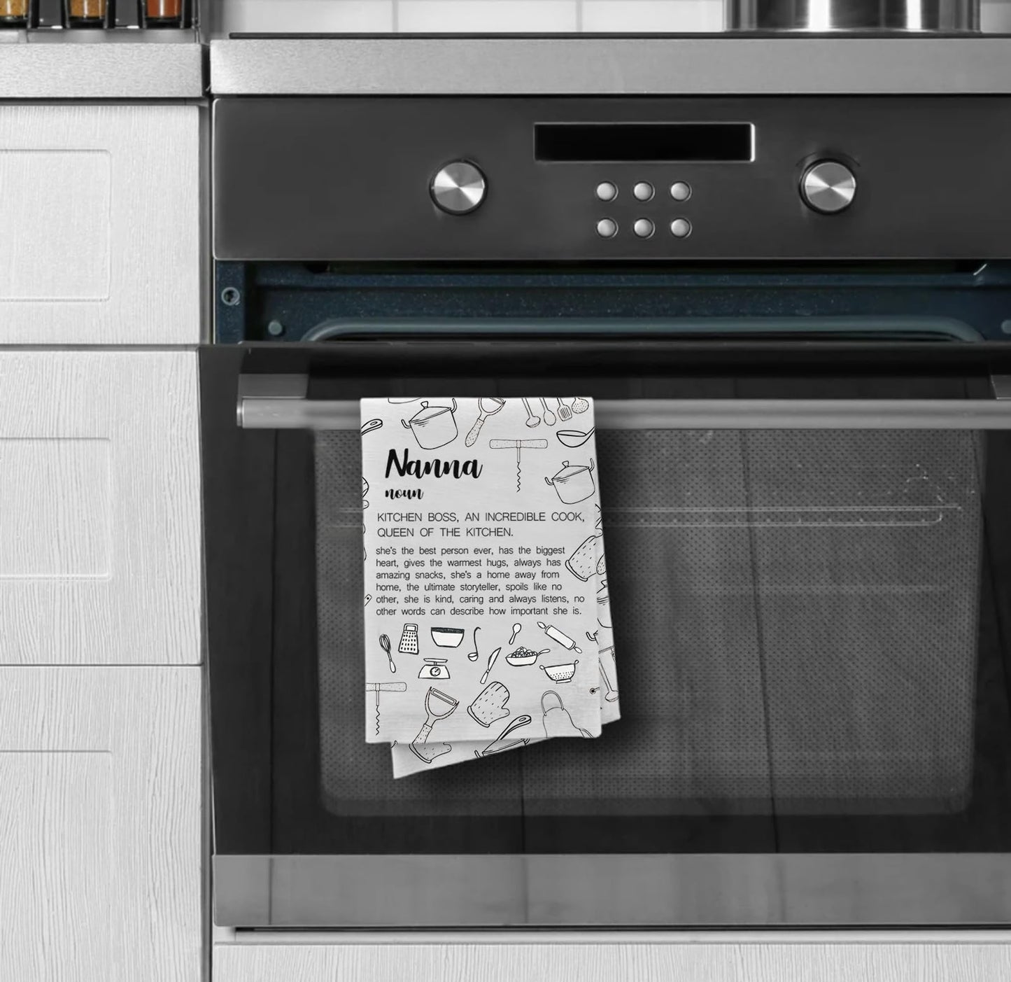 LEVLO Nanna Kitchen Towel Nanna Gift Grandma Nanna Nana Kitchen Tea Towel Grandma Housewarming Gift (nanna noun 2UKT)