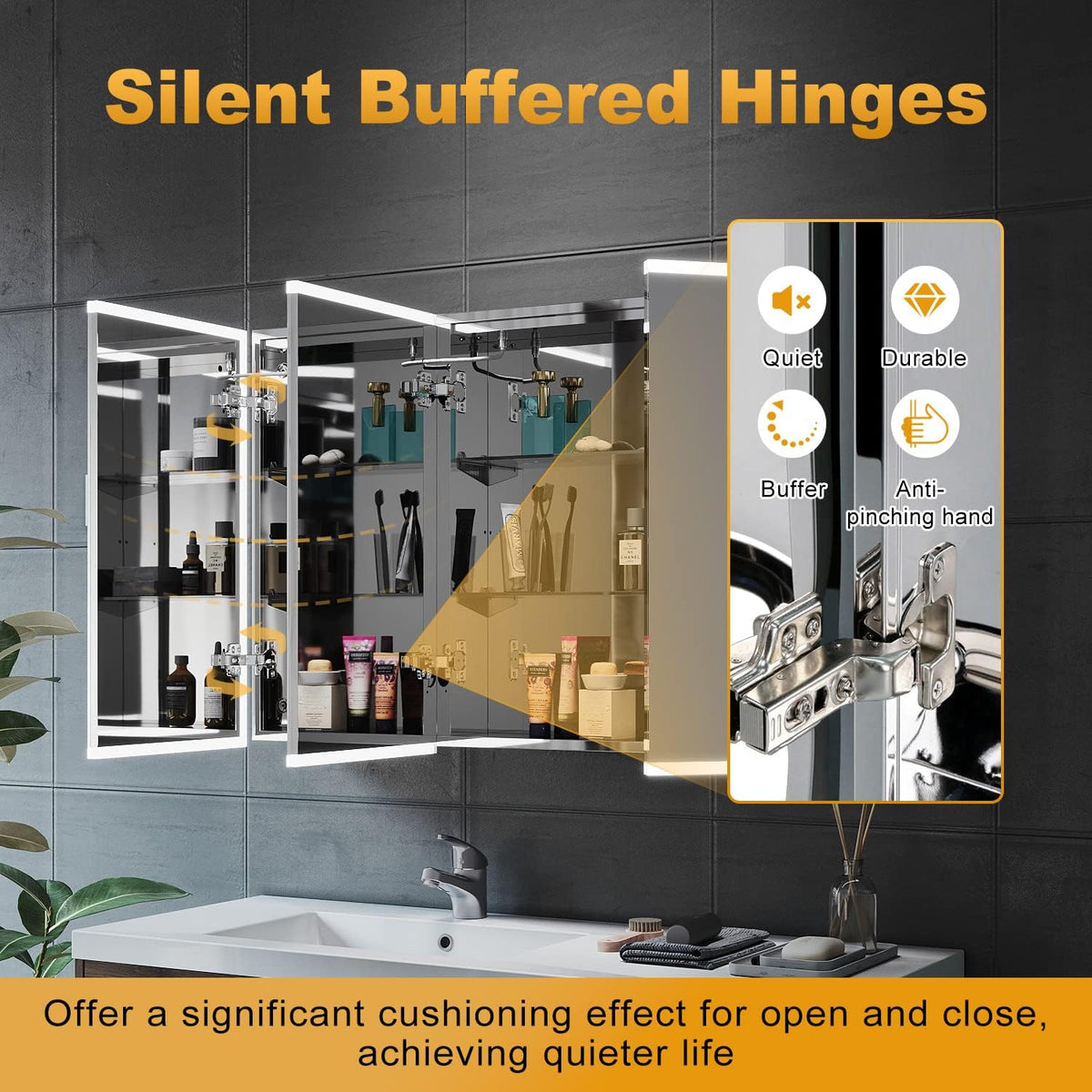 ELEGANT Bathroom Mirror Cabinet with Bluetooth & Shaver Socket, 1050x650mm