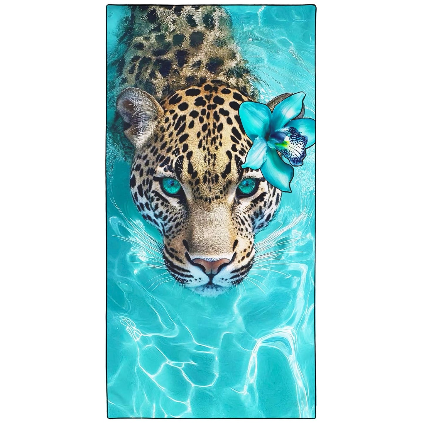 Violetpos Jaguar with Orchid Beach Towel, Extra Large 180x90 cm 250GSM Microfibre, Sand Free Quick Dry