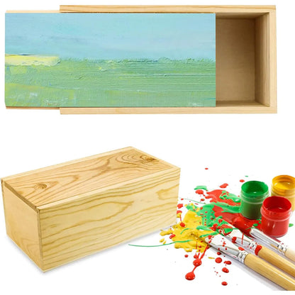 Anktily 2 Pack Unfinished Wood Storage Box with Slide Lid, Blank Natural Wood Box Case Container for Jewellery, DIY Arts & Crafts Hobbies 20x10x8cm