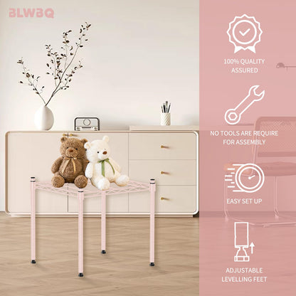 BLWBQ Heavy Duty Stackable Metal Storage Shelves Space Saver Organizer Racks 35x38x38cm for Living Room Kitchen Cabinets Pantry Bathroom Office