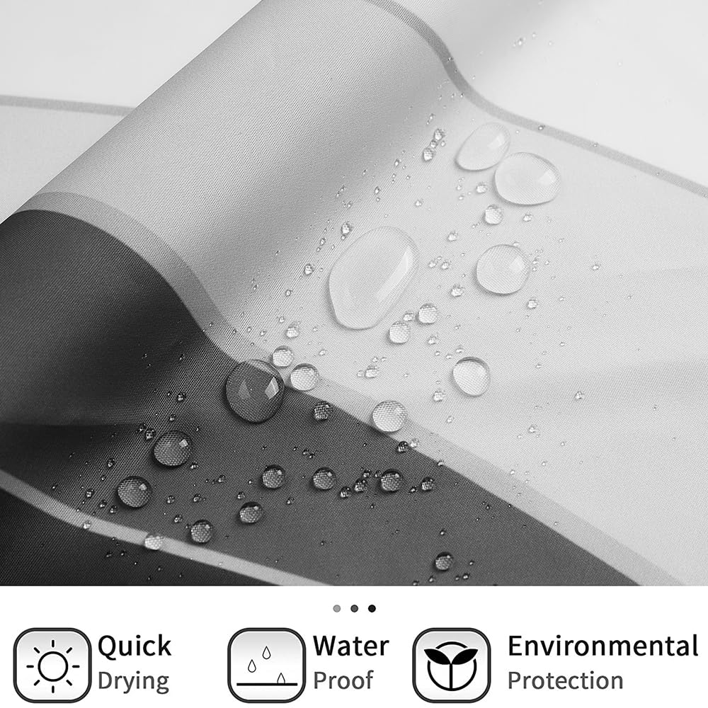 GCIREC Shower Curtain, 180x200cm, Modern Abstract White Black Grey Ombre Striped Minimalist Art Waterproof Fabric Machine Washable Bathroom Curtain