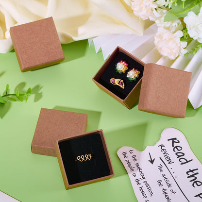 Craftdady 10pcs Small Gift Box with Sponge Square Cardboard Box Coffee Jewellery Storage Boxes for Rings Bangle Bracelet Earring Necklace Display