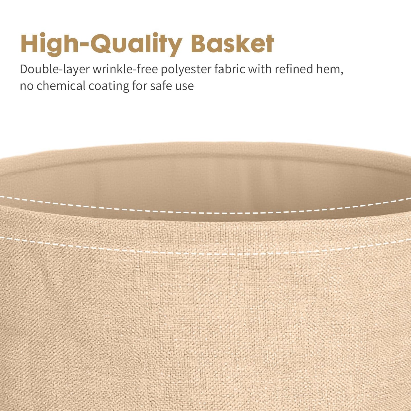 Rinkgarden Round Side Table with Fabric Basket, Modern and Sturdy, Metal End Table for Living Room, Bedroom, Bedside Table, Nursery