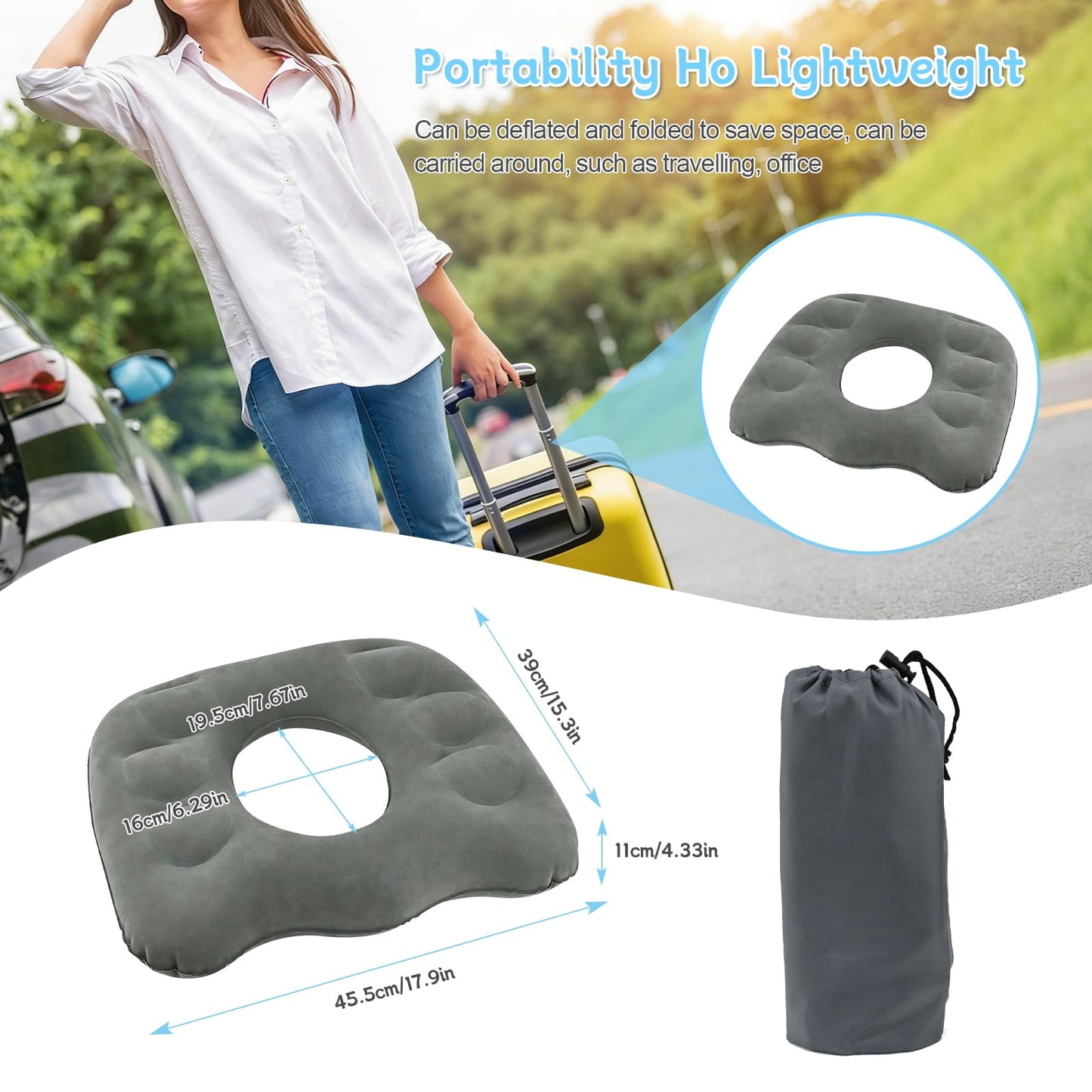 DARENYI Inflatable Donut Pillow, Coccyx Cushion for Tailbone Pain