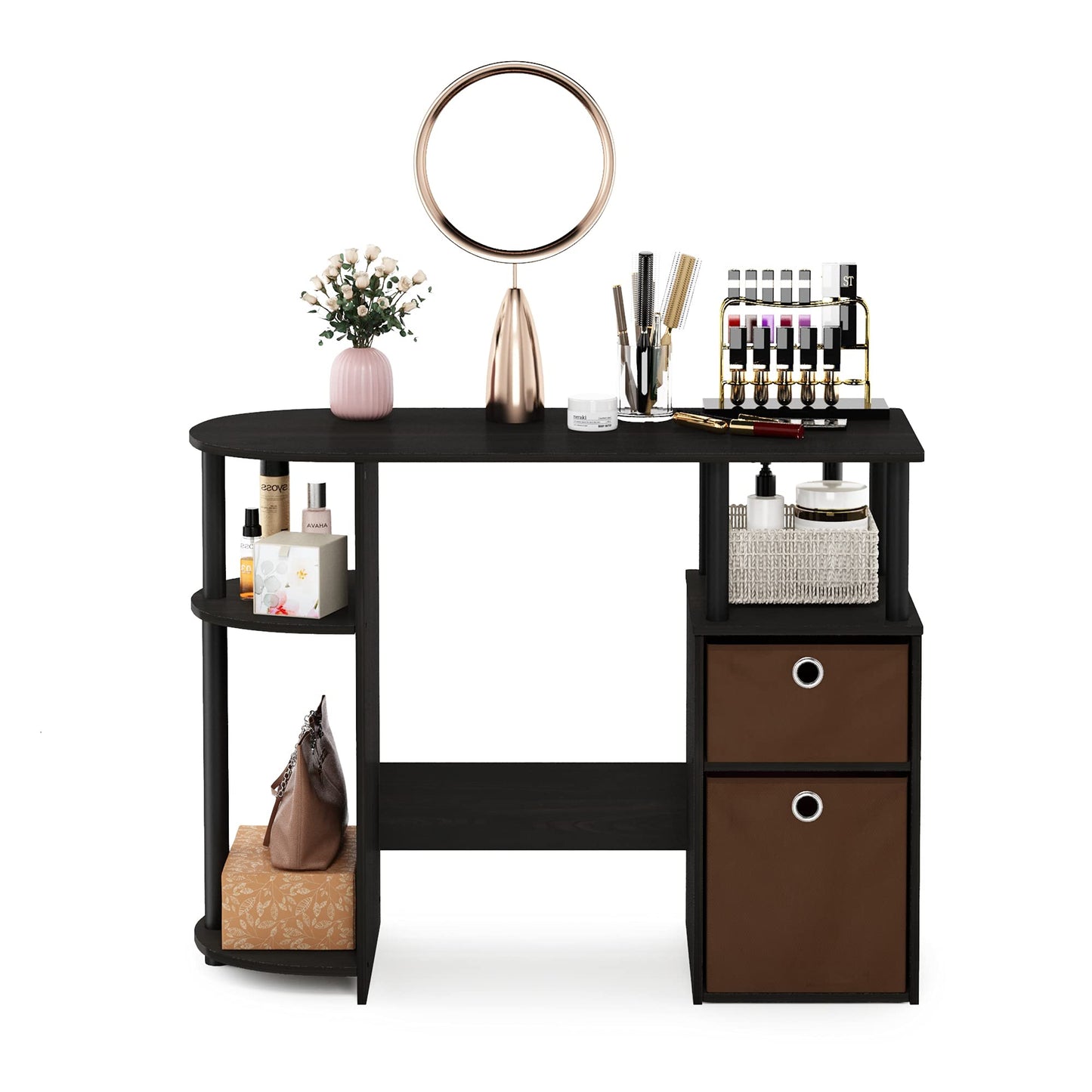 Furinno JAYA Simplistic Computer Study Desk with Bin Drawers, Espresso