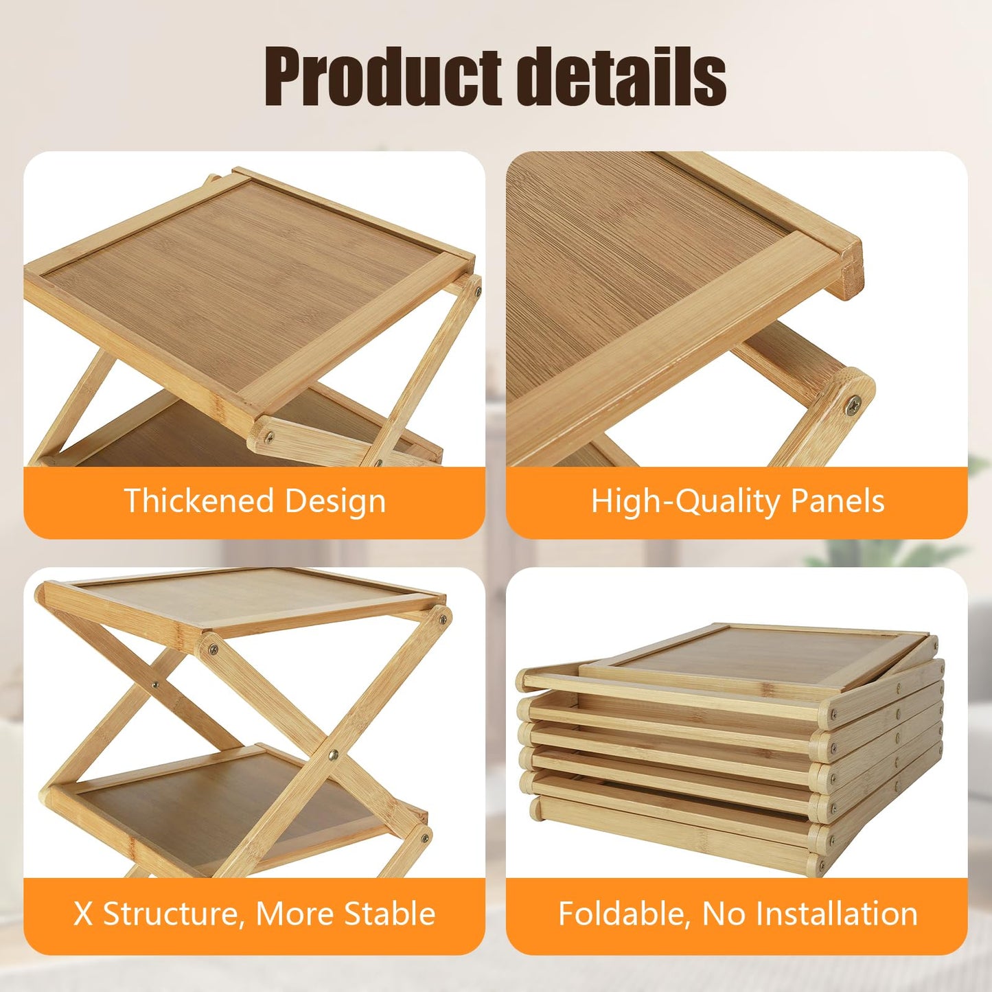 YYW Shoe Rack, Foldable Shoes Organizer Free Standing Shelf for Entryway, Closet, Hallway, Foldable X Shape Multi Tier Shoe Rack (Wood Color,7 Layers)