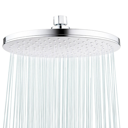 Rainfall Shower Head Chrome Fixed Showerhead 8.8-Inch Round Bathroom Rainhead Overhead Waterfall Shower Head with Adjustable Swivel Ball Joint | G1/2"
