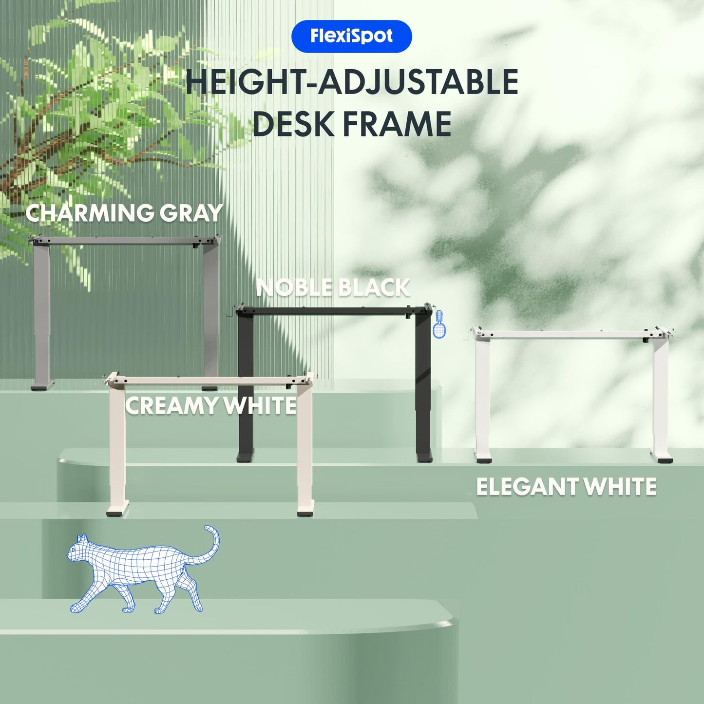 FLEXISPOT Height Adjustable Electric Standing Desk Frame Ergonomic Sit-stand Workstation with Memory Smart Panel EN1(2 Stage | Mousse White)