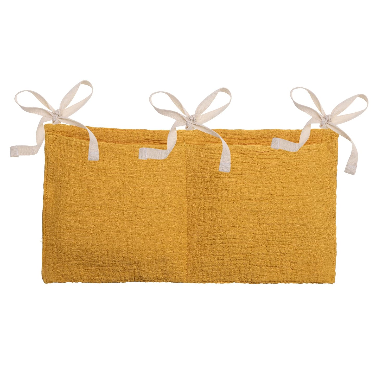 PATIKIL Bedside Hanging Bags, Cotton Milk Bottle Bib-Storage Bag 2 Pockets Nursery Organizer for Bed, Yellow