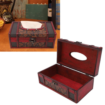 Wooden Crafted Classical Antique Book Tissue and Rectangular Wooden Tissue Box Cover,Retro Tissue Box,Novelty Napkin Paper Holder Box Cover for