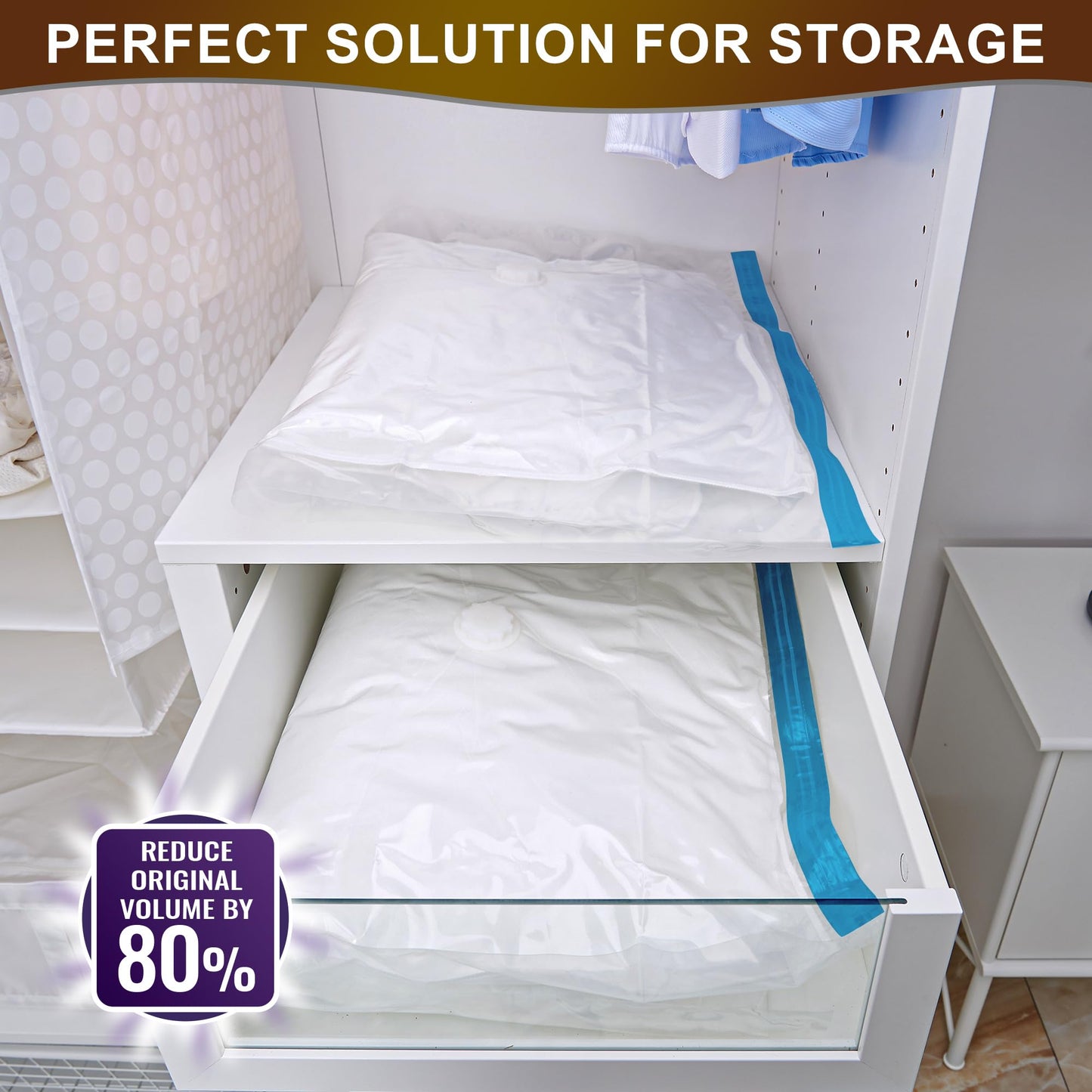 Oumaru Vacuum Storage Bags for Clothes, Vacuum Bags, Space Saver Bags for Clothes, Duvets and Pillows, Hand Pump Included, Pack of 10, Large Size