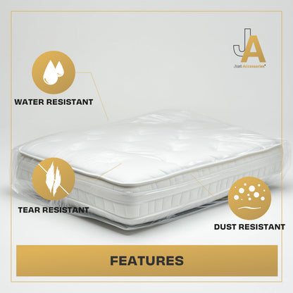Just Accessories® Heavy Duty Mattress Bag For Storage Moving Removal Mattress Polythene Protector Cover 4ft 6" Double 4'6" Mattress Bag