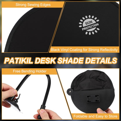 PATIKIL 2Pcs Desk Shade, 22.8" Adjustable Cubicle Shade with Suction Cup and Clip Portable Foldable Cubicle Light Shield for Block Overhead Light