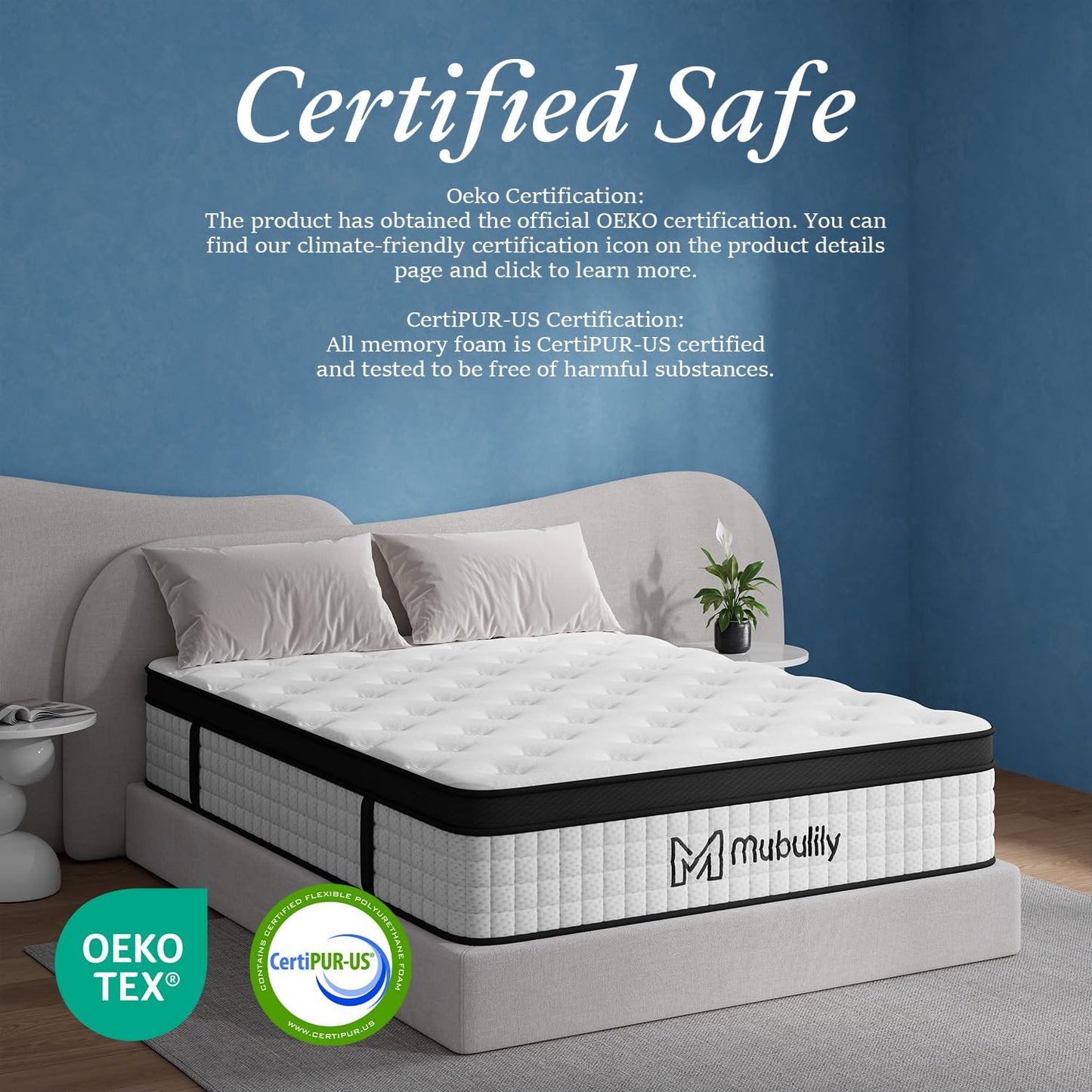 Double Mattress 4ft 6 25cm Memory Foam & Pocketed Spring Hybrid Mattress Medium Firm 7-Zone 9-Layer Breathable Double Bed Mattress with 450lbs Weight