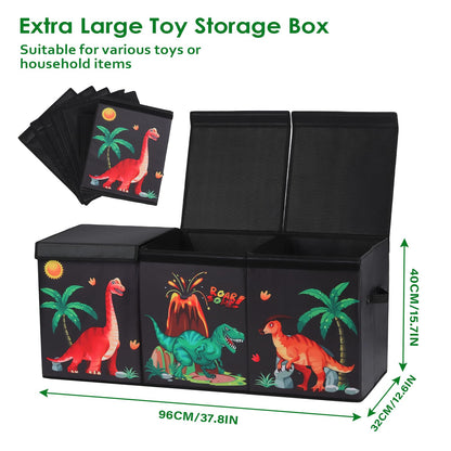 Decalsweet Dinosaur Extra Large Kids Toy Storage Box with Lid,Foldable Oxford Toy Storage Organizer Box for Boys-963240cm-Lightweight Toy Chest with