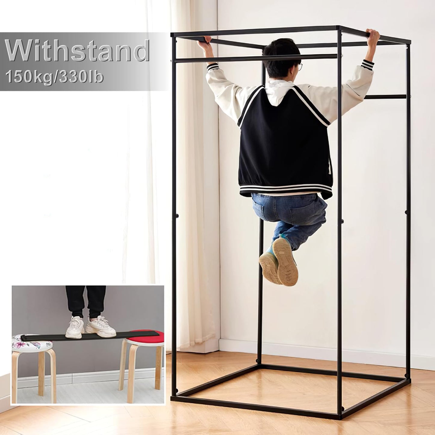 Clothing Store Fitting Room, Movable Square Changing Room, DIY Temporary Locker Room with Shading Curtain and Hook Up