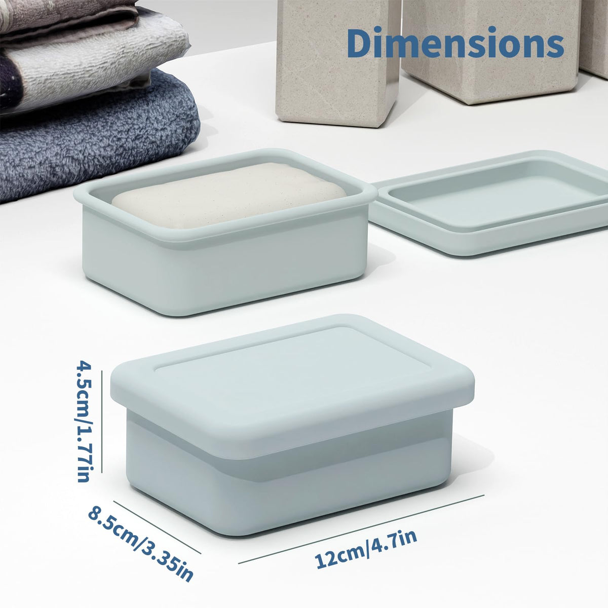 PAVSTINE Silicone Travel Soap Dish with Lid, Grey