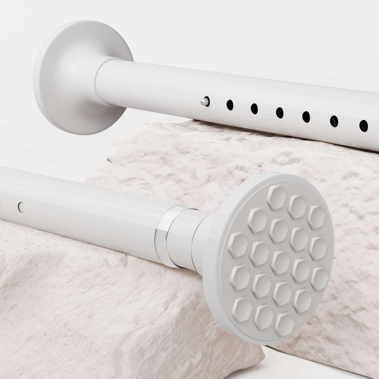 Shower Pole Extendable Curtain Poles Stainless Steel Tension Rods Anti-Slip Curtain Rod no Drilling Wardrobe Pole for Living Room, Bedroom, Bathroom,