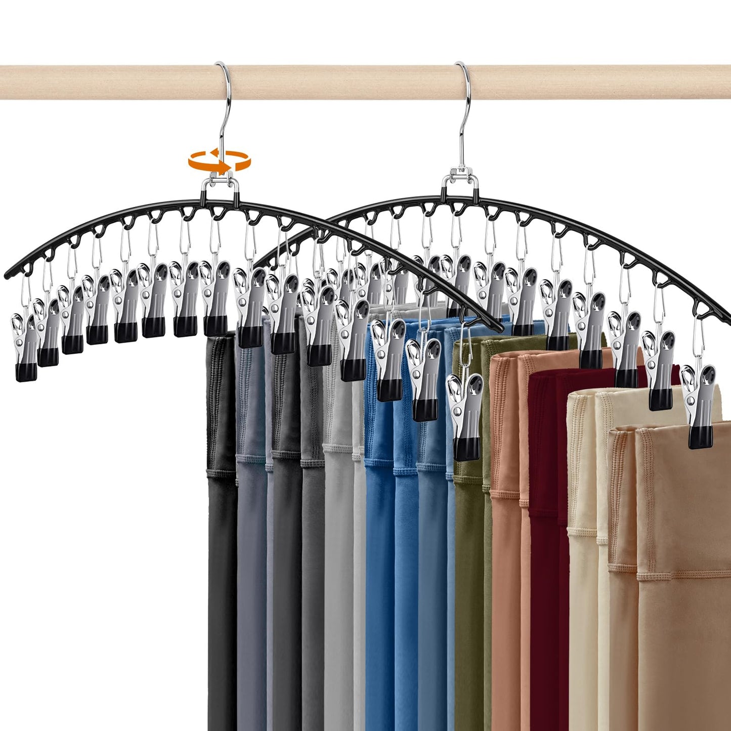 HONZUEN Trouser Hangers with Clips, 2 Pack Space Saving Hangers
