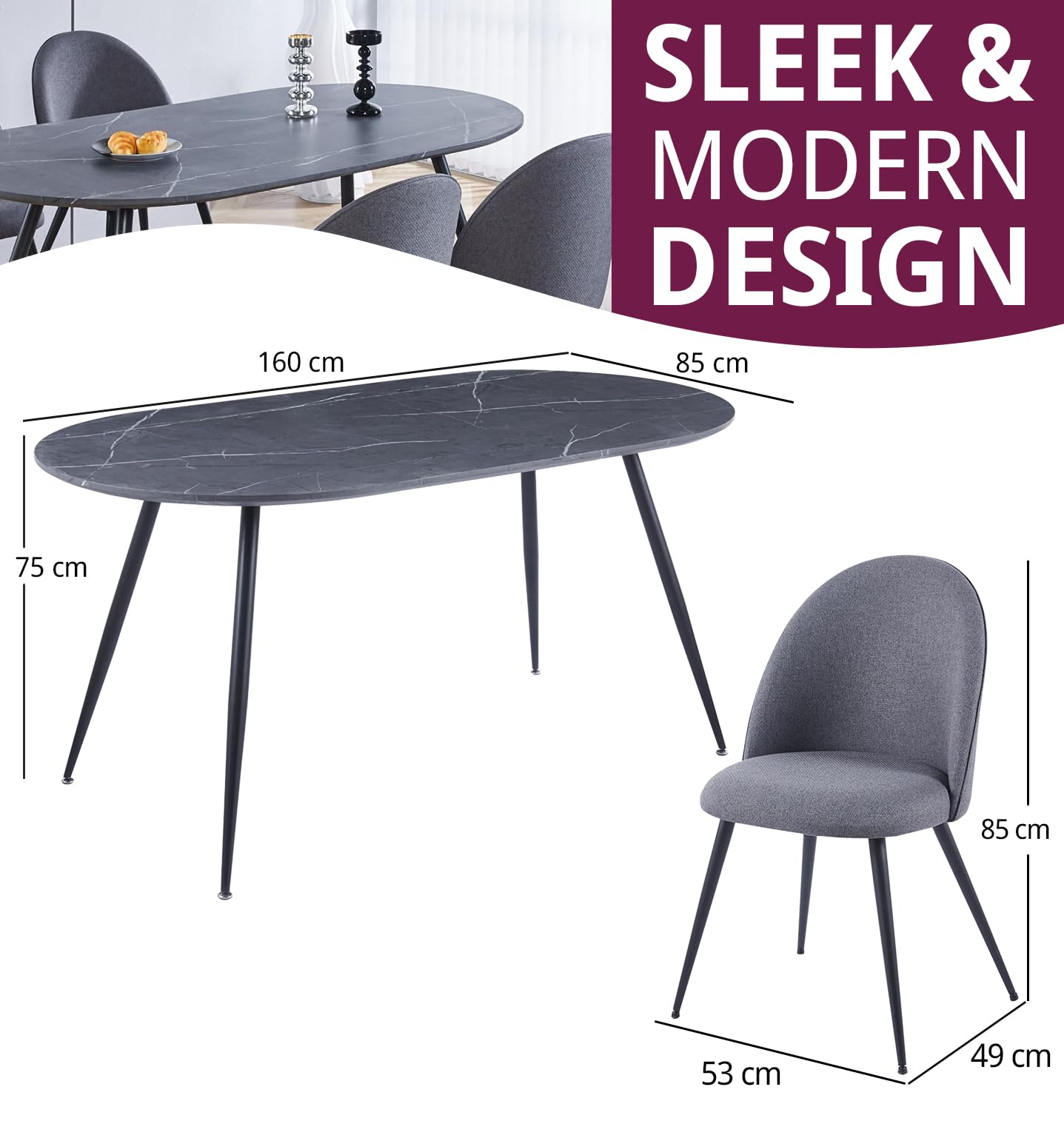 Hallowood Furniture Cullompton 160cm Large Dining Table and Chairs Set 4
