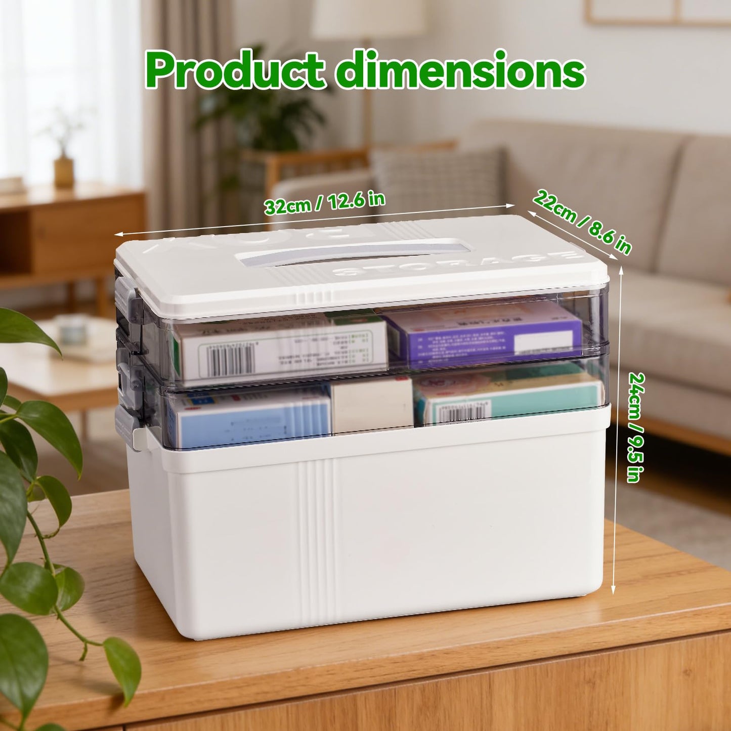 Stidyzo Medicine Storage Box, 3 Layer Medical Organiser Box